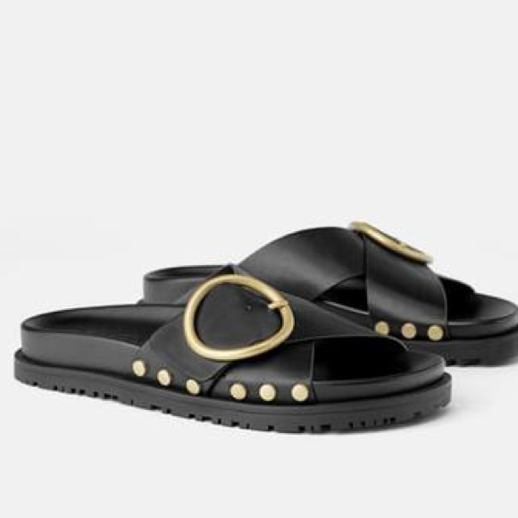 Zara Leather Buckle Sandals - Picture 2 of 7